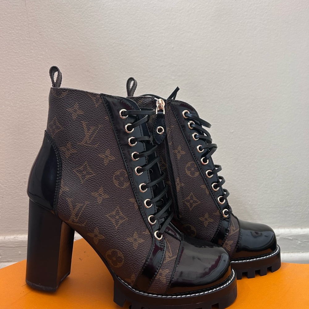 Louis Vuitton Black Brown Heeled Boots